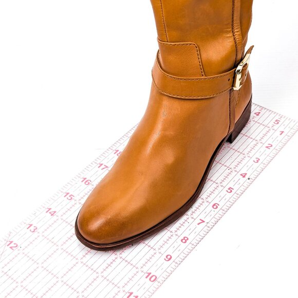 Vince Camuto Wmn Ovar Mustard Leather Buckle Riding Equestrian Tall Boots sz 7.5 - Picture 6 of 7